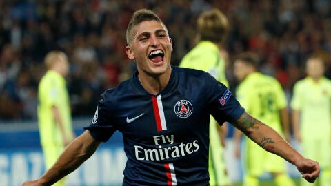 Marco Verratti celebra un gol con el PSG