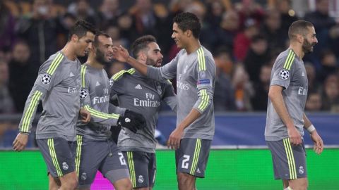 El Real Madrid celebra el gol de Jes&eacute; ante la Roma