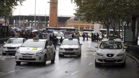 Manifestaci&oacute;n de taxistas en Madrid