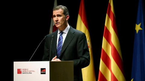  El rey Felipe VI durante su discurso en la cena de bienvenida del Mobile World Congress (MWC)