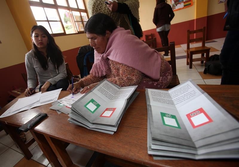 El 'No' gana el referéndum en Bolivia con el 72% de los votos escrutados El 'No' gana el referéndum en Bolivia con el 72% de los votos escrutados