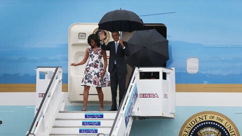 Michelle y Barack Obama a su llegada a La Habana