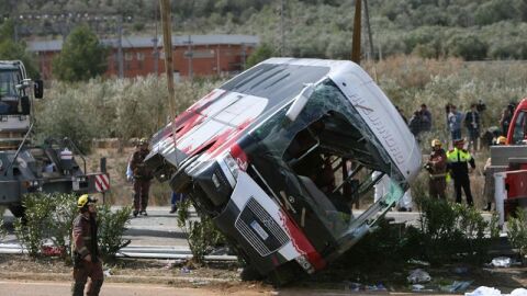 Accidente de Autob&uacute;s en Tarragona donde murieron al menos 13 universitarias.