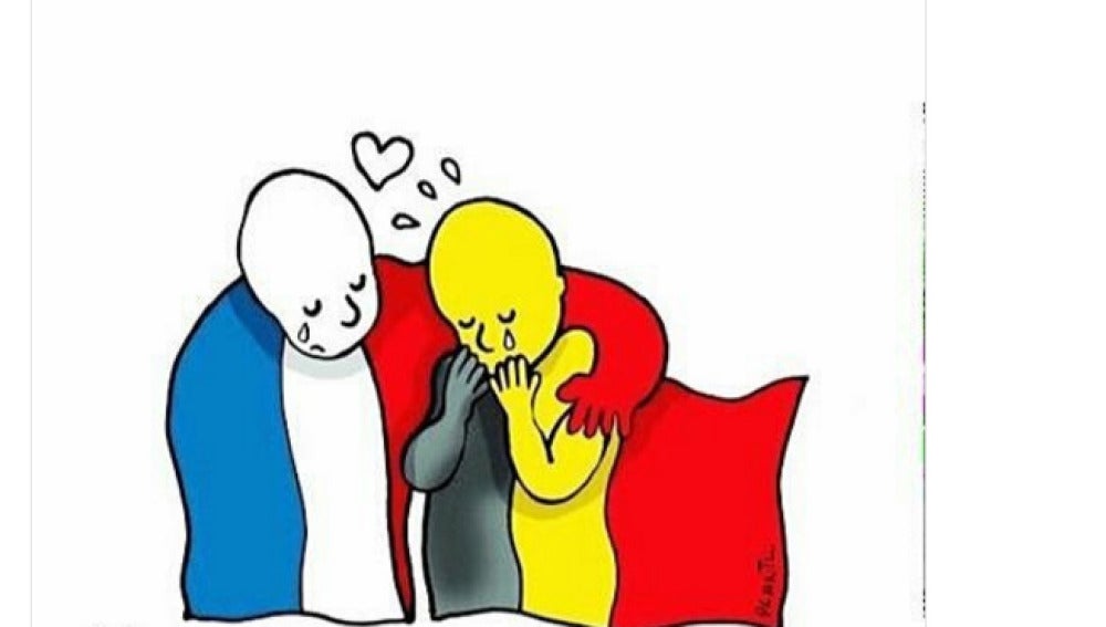 Solidaridad en redes sociales con el hashtag #JeSuisBruxelles