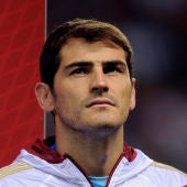 Iker Casillas en un partido con la Selección.