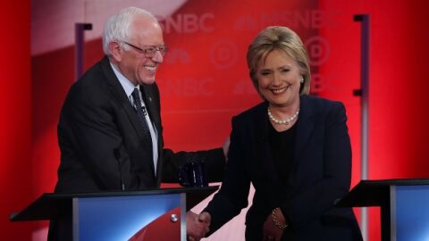 Los precandidatos dem&oacute;cratas Hillary Clinton y Bernie Sanders