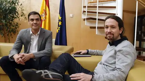 El líder del PSOE, Pedro Sánchez, y el de Podemos, Pablo Iglesias El líder del PSOE, Pedro Sánchez, y el de Podemos, Pablo Iglesias
