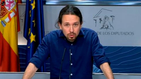 Pablo Iglesias, en su comparecencia tras la reuni&oacute;n con S&aacute;nchez. 