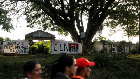 Siglas de la guerrilla del ELN (Ej&eacute;rcito de Libraci&oacute;n Nacional) pintadas en un muro