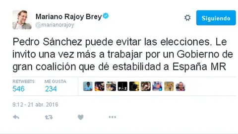 Tuit de Mariano Rajoy Tuit de Mariano Rajoy