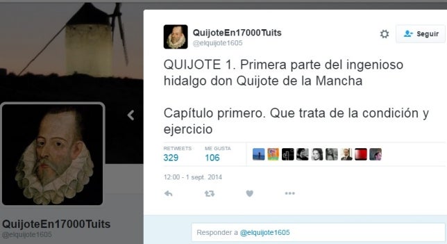 Mesa de redacción: Publica 'El Quijote' en 17.000 tuits Mesa de redacción: Publica 'El Quijote' en 17.000 tuits