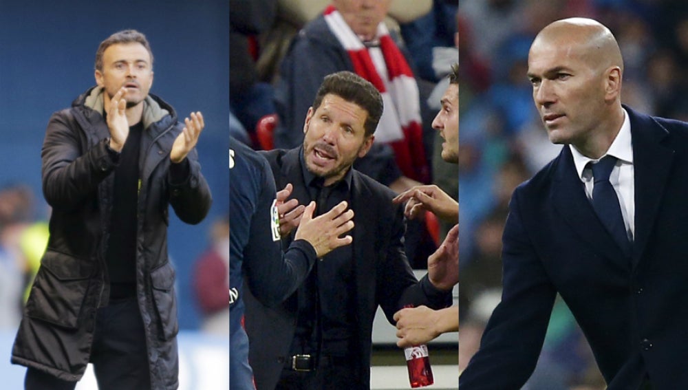 Luis Enrique, Simeone y Zidane, tres entrenadores y una Liga en juego