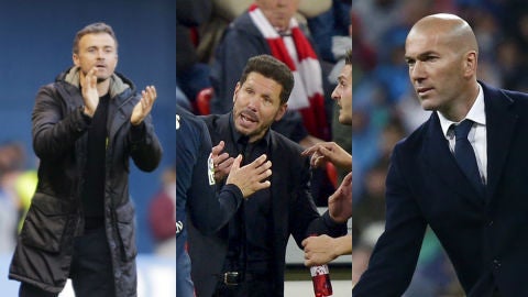 Luis Enrique, Simeone y Zidane, tres entrenadores y una Liga en juego
