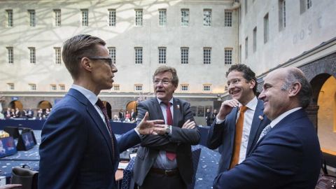 Luis de Guindos tras la reuni&oacute;n del Eurogrupo en Amsterdam