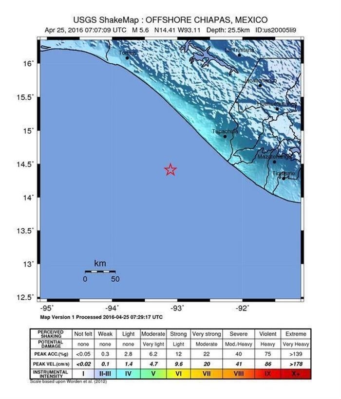 Un terremoto de magnitud 5,6 sacude la costa suroeste de México Un terremoto de magnitud 5,6 sacude la costa suroeste de México