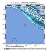 Imagen de la localización de un terremoto de magnitud 5,6 registrado en México
