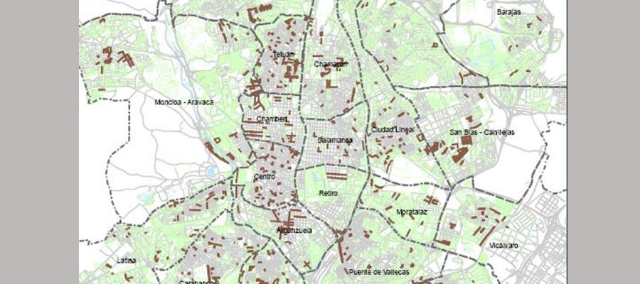 Mapa de las zonas de concentración de excrementos caninos del Ayuntamiento de Madrid Mapa de las zonas de concentración de excrementos caninos del Ayuntamiento de Madrid