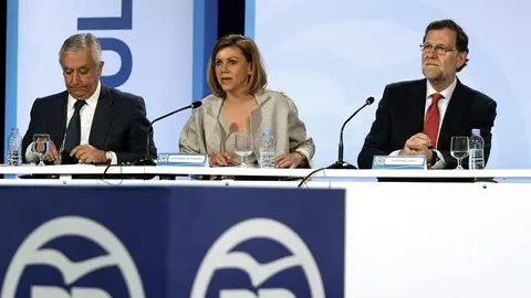 María Dolores de Cospedal, Mariano Rajoy y Javier Arenas María Dolores de Cospedal, Mariano Rajoy y Javier Arenas