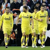 Los jugadores del Villarreal celebran un gol Los jugadores del Villarreal celebran un gol