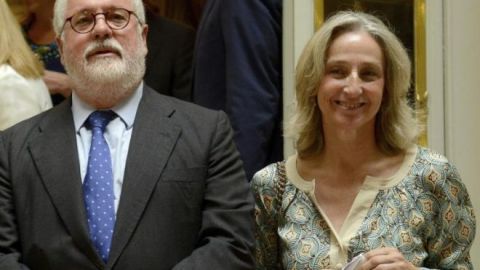 Miguel Arias Ca&ntilde;ete con su mujer Micaela Domecq