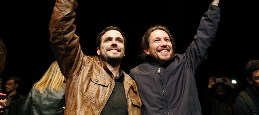 Pablo Iglesias y Alberto Garzón. Pablo Iglesias y Alberto Garzón.