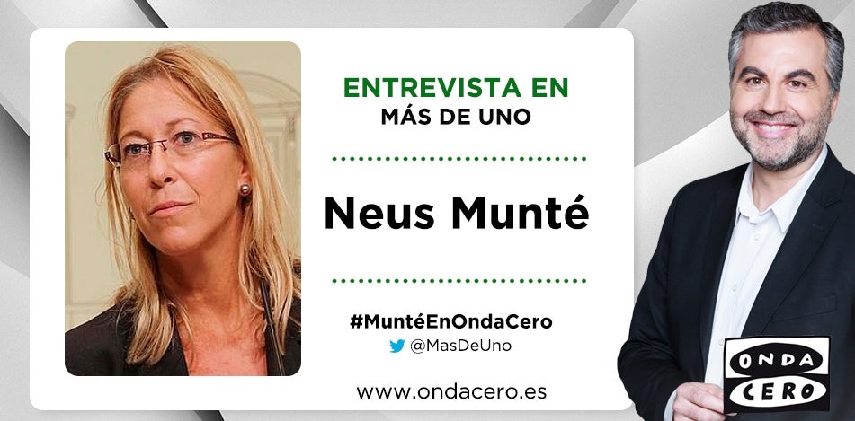 Carlos Alsina entrevista este jueves a Neus Munté en Más de Uno Carlos Alsina entrevista este jueves a Neus Munté en Más de Uno