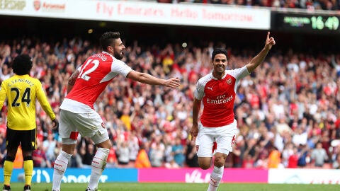 Mikel Arteta celebrando uno de los goles del equipo