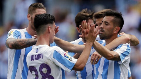 El M&aacute;laga celebra un gol de Charles