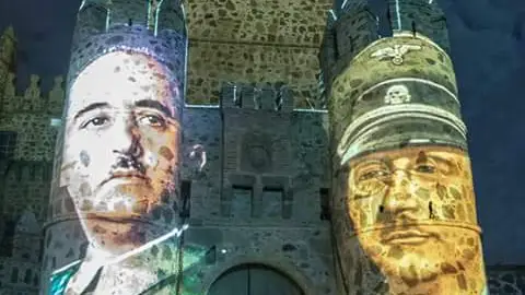 Proyección de las imágenes de Franco y Himmler en Guadamur (Toledo) Proyección de las imágenes de Franco y Himmler en Guadamur (Toledo)