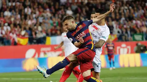 Jordi Alba marca el primer gol de la final de la Copa del Rey Jordi Alba marca el primer gol de la final de la Copa del Rey