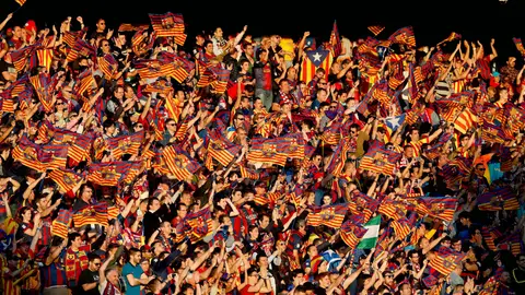 La grada del Barça en el Calderón La grada del Barça en el Calderón
