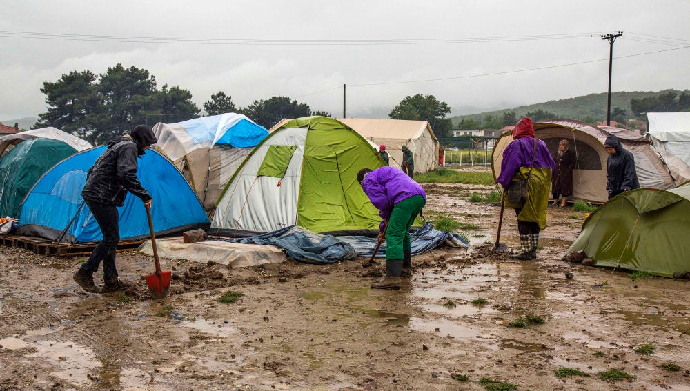 Refugiados en Idomeni