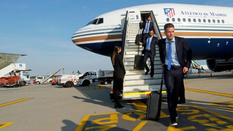 El Atl&eacute;tico de Madrid aterrizando en Mil&aacute;n