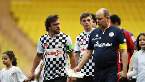 Fernando Alonso, durante un partidillo benéfico Fernando Alonso, durante un partidillo benéfico