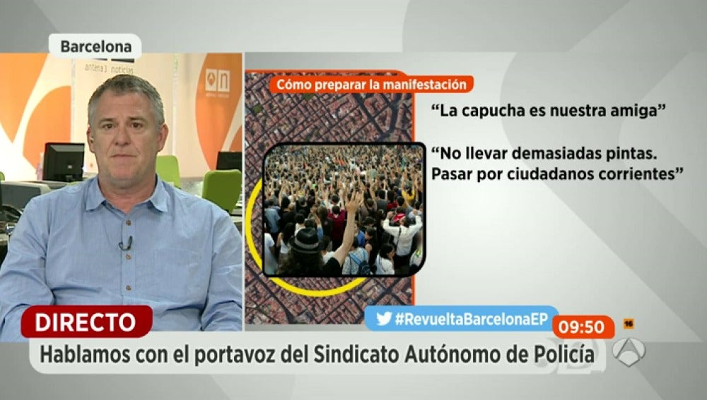 El portavoz de la Policía en Barcelona: "La estrategia de los manifestantes es de guerrilla urbana" El portavoz de la Policía en Barcelona: "La estrategia de los manifestantes es de guerrilla urbana"