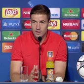 Gabi, en la rueda de prensa de San Siro Gabi, en la rueda de prensa de San Siro