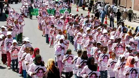 Niñas de Egipto en la concentración. Niñas de Egipto en la concentración.