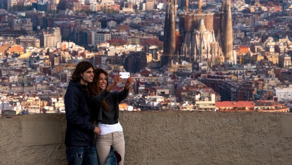 Dos turistas en Barcelona