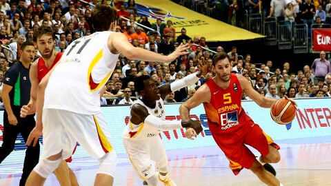 Rudy Fern&aacute;ndez con Espa&ntilde;a en un encuentro ante Alemania