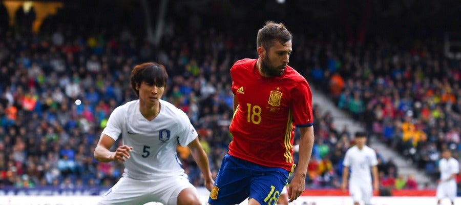 Jordi Alba en un amistoso previo a la Eurocopa de Francia contra Corea del Sur Jordi Alba en un amistoso previo a la Eurocopa de Francia contra Corea del Sur