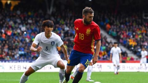 Jordi Alba en un amistoso previo a la Eurocopa de Francia contra Corea del Sur 