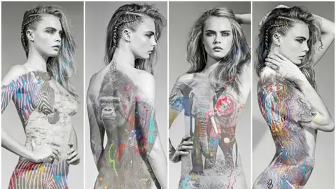 Cara Delevinge se desnuda contra la caza furtiva en África Cara Delevinge se desnuda contra la caza furtiva en África