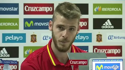 David de Gea, durante una rueda de prensa David de Gea, durante una rueda de prensa