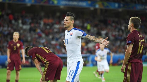 Hamsik celebra su golazo ante Rusia