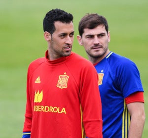 Busquets, en el entrenamiento en La Rochelle Busquets, en el entrenamiento en La Rochelle