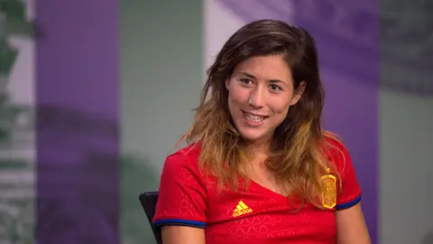 Garbiñe Muguruza, en la sala de prensa de Wimbledon Garbiñe Muguruza, en la sala de prensa de Wimbledon