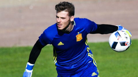 De Gea, en un entrenamiento con Espa&ntilde;a