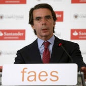  José María Aznar, durante un acto de FAES