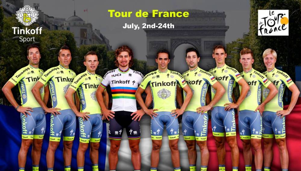 El equipo Tinkoff para el Tour de Francia, liderado por Alberto Contador
