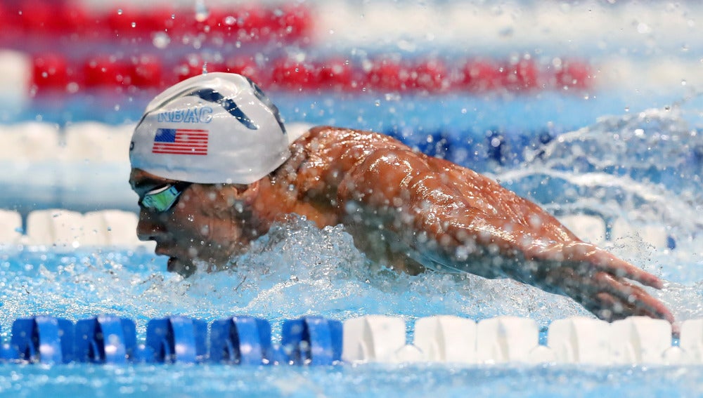 El nadador estadounidense Michael Phelps, durante la prueba